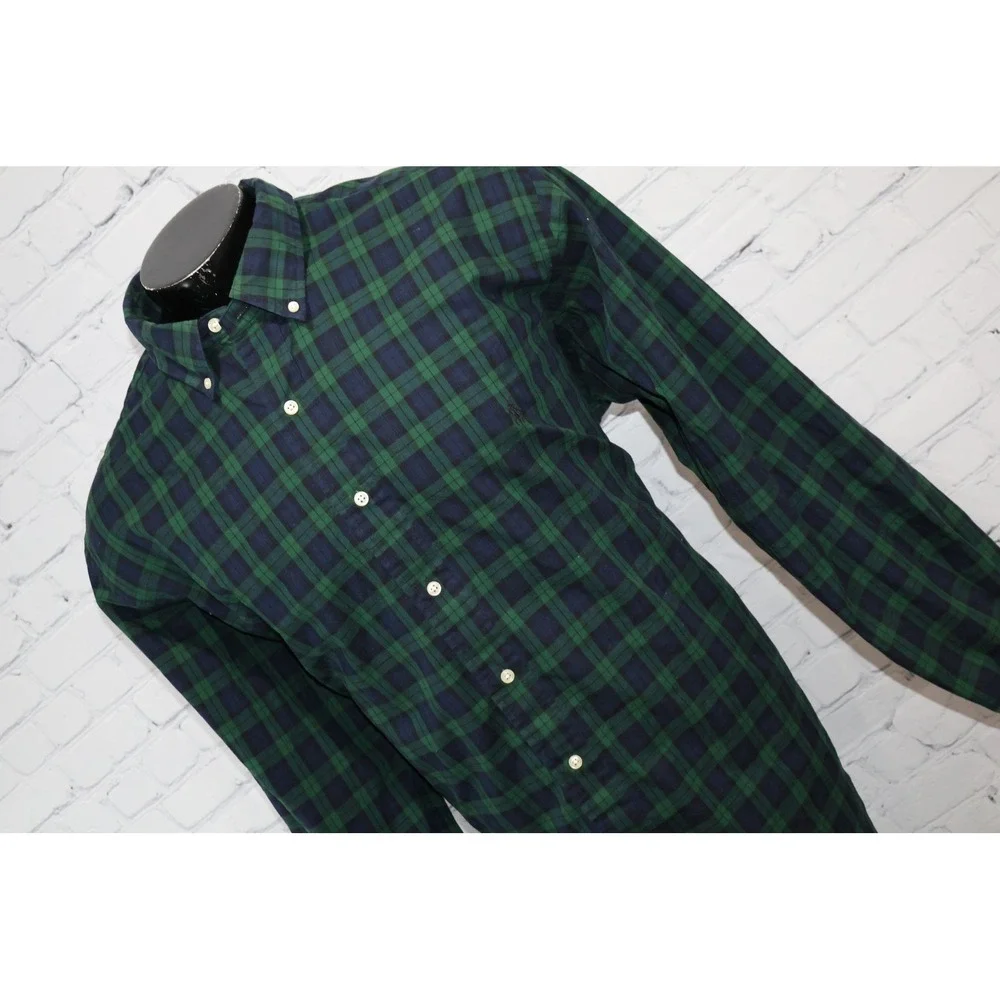 Polo Ralph Lauren Button Down Shirt Mens 2XB BIG Green Blue Blackwatch Plaid